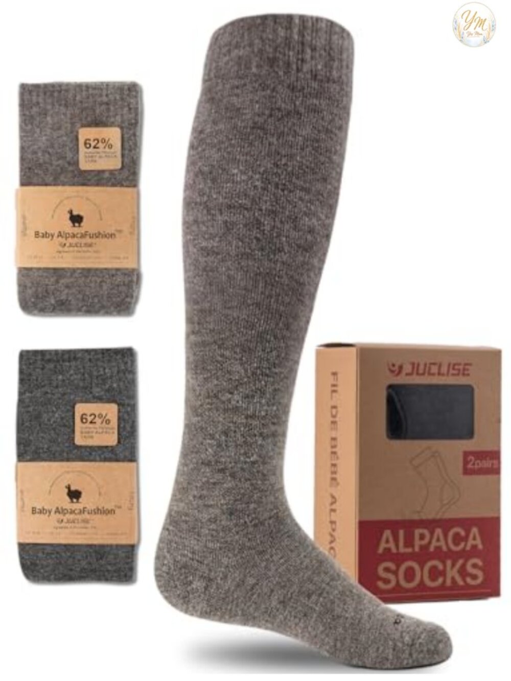 Alpaca Wool Knee-High Compression Socks 2-Pack